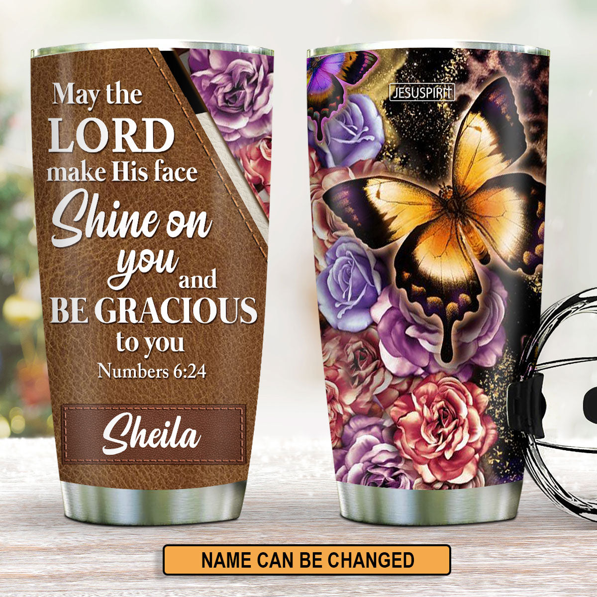 May The Lord Shine On You - Personalized Butterfly Tumbler