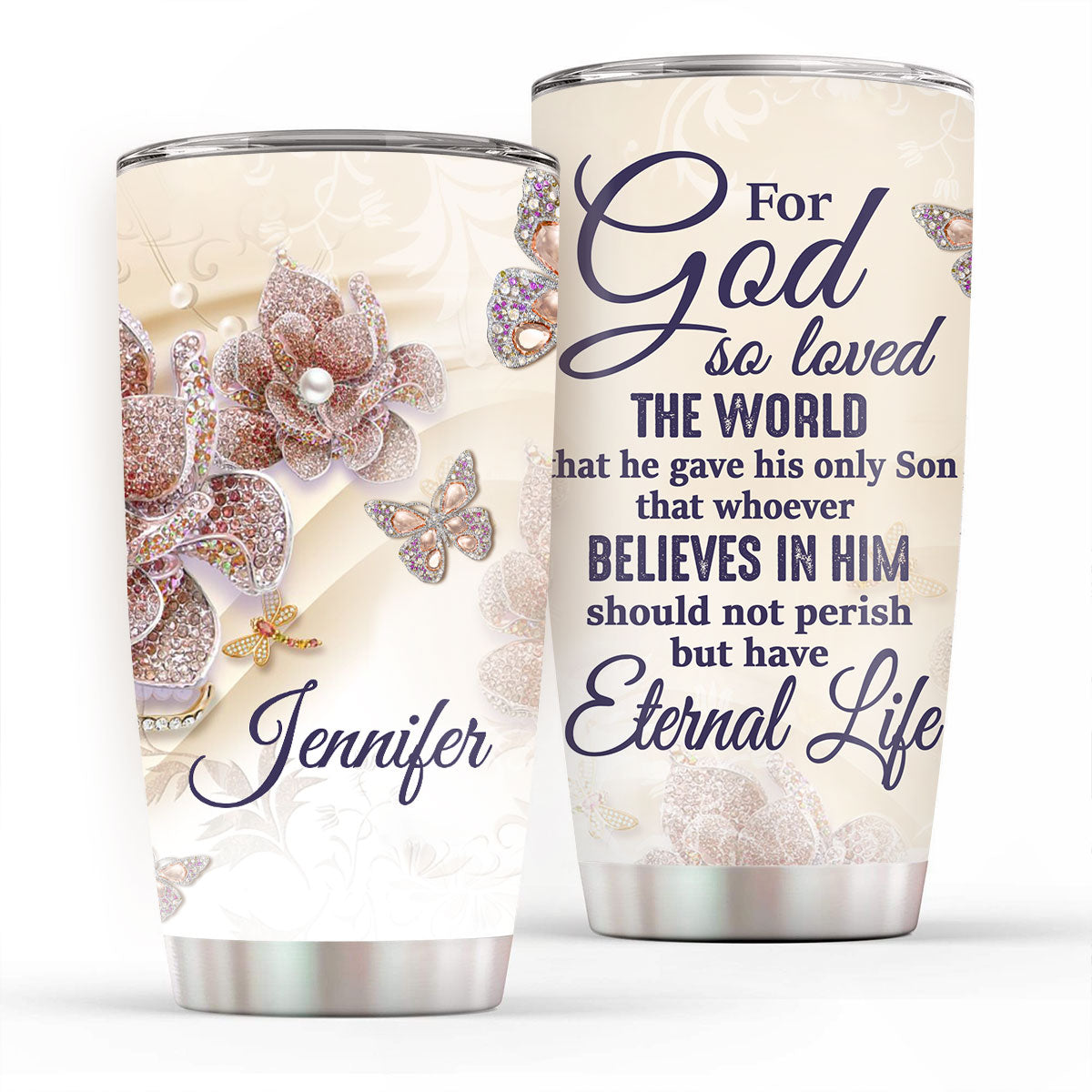 For God So Loved The World - Personalized Stainless Steel Tumbler