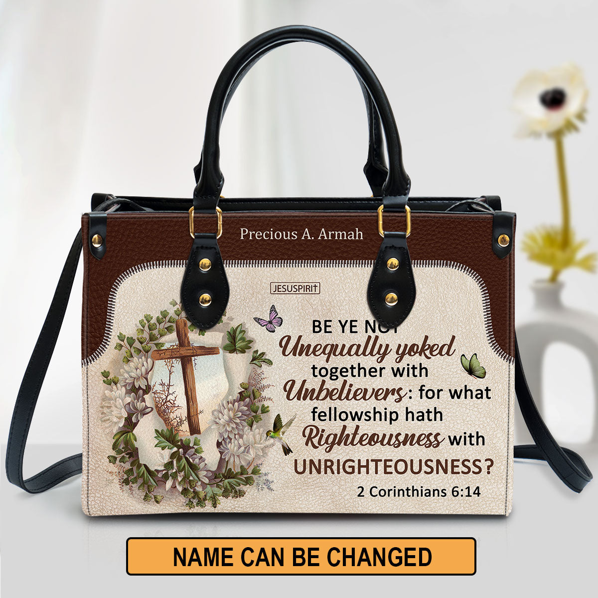 Be Ye Not Unequally Yoked - Personalized Leather Handbag GMJSLB200094