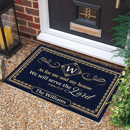 Gift For Family - As For Me And My House We Will Serve The Lord - Personalized Doormat Custom Name Christian Home Decor