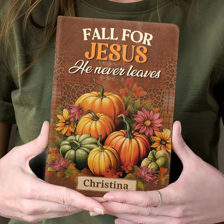 Fall For Jesus - Personalized Leather Cover Notebook GMJSNB200051