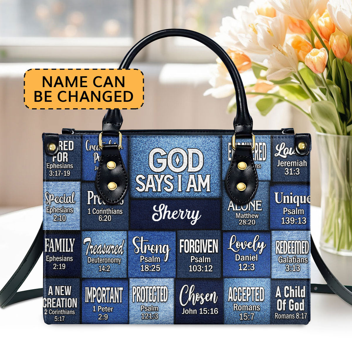 God Says I Am - Personalized Leather Handbag - Christian Gift for Women GMJSLB200084