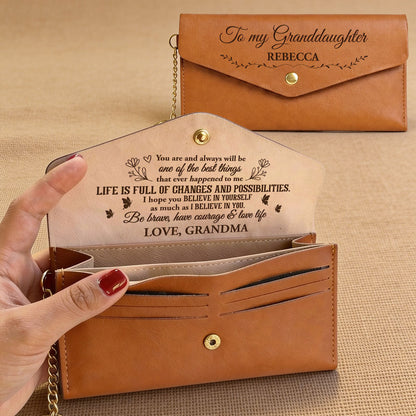 Love You Always - Personalized Leather Envelope Wallet for Daughter