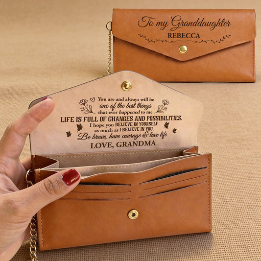 Love You Always - Personalized Leather Envelope Wallet for Daughter