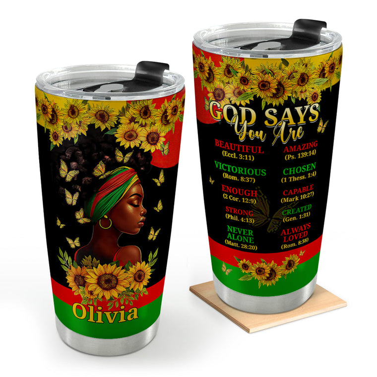God Says You Are - Personalized Stainless Steel Tumbler