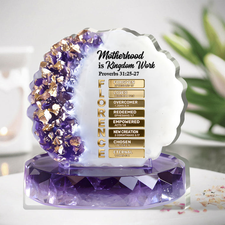 Motherhood Is Kingdom Work - Custom Shaped Acrylic Plaque GAPJS10106
