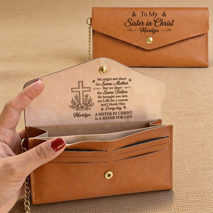 A Sister In Christ - Personalized Leather Envelope Wallet