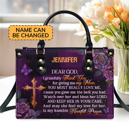 Thank You Mom - Personalized Leather Handbag GMJSLB200011
