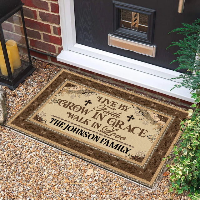 Live By Faith - Personalized Doormat - Christian Home Decor GDMJS10023
