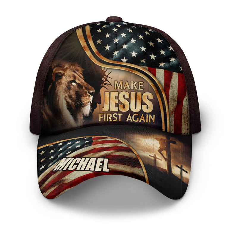 Make Jesus First Again - Personalized Classic Cap Faith