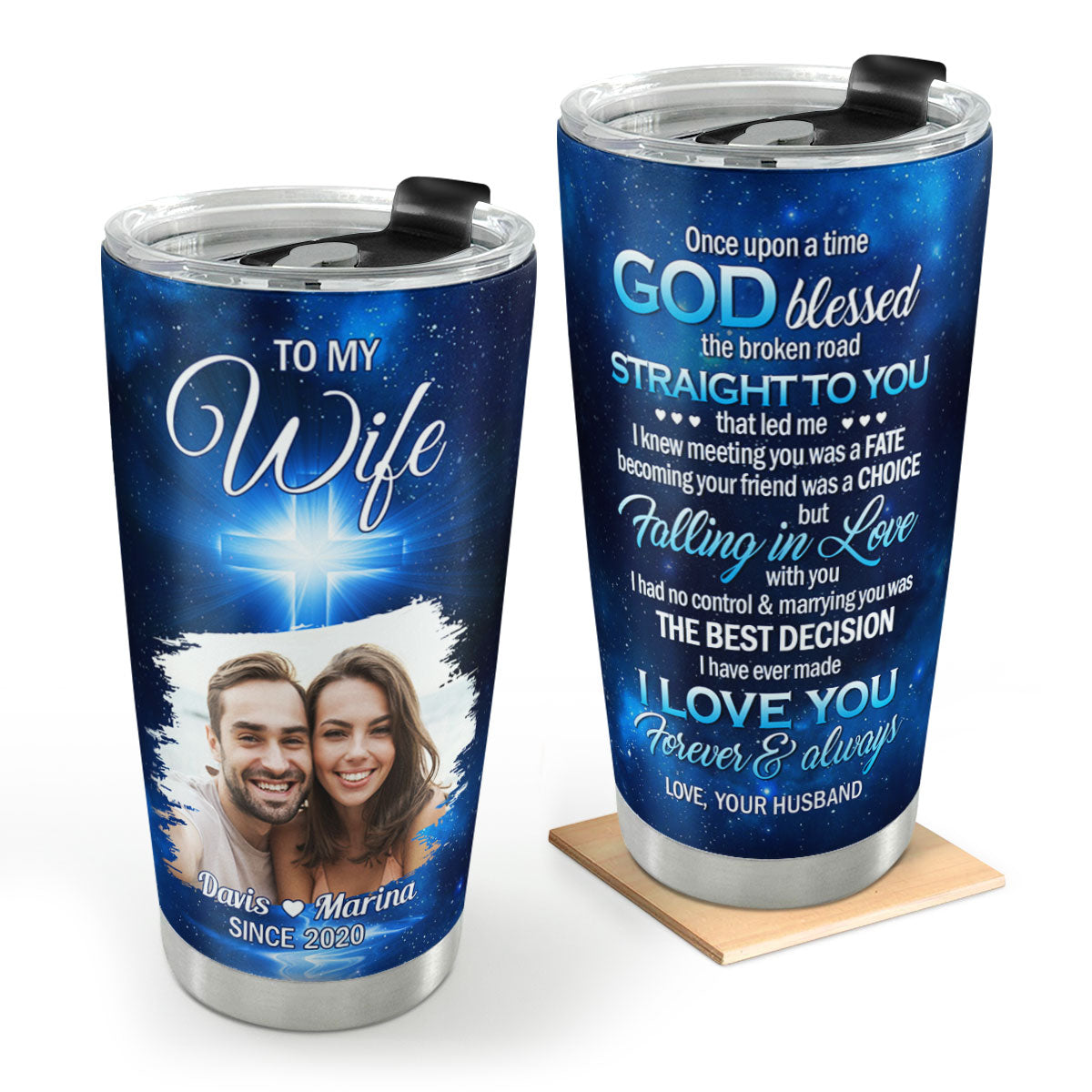 Once Upon A Time God Blessed - Personalized Tumbler - Gift for Wife