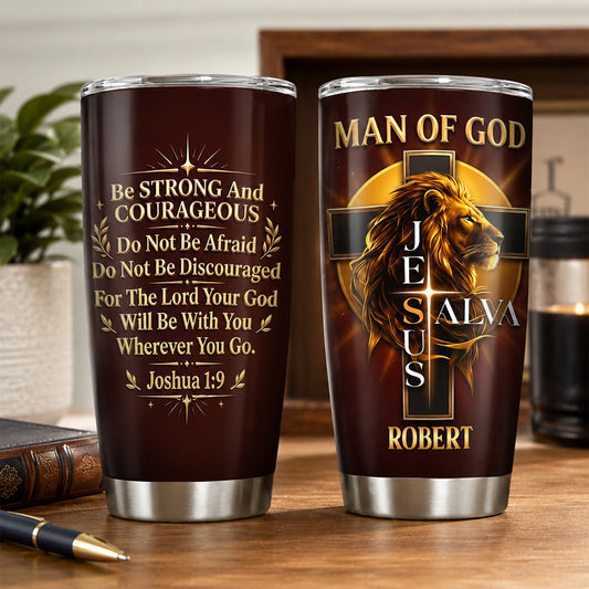 Man of God - Personalized Stainless Steel Tumbler - Christian Faith Gift for Him
