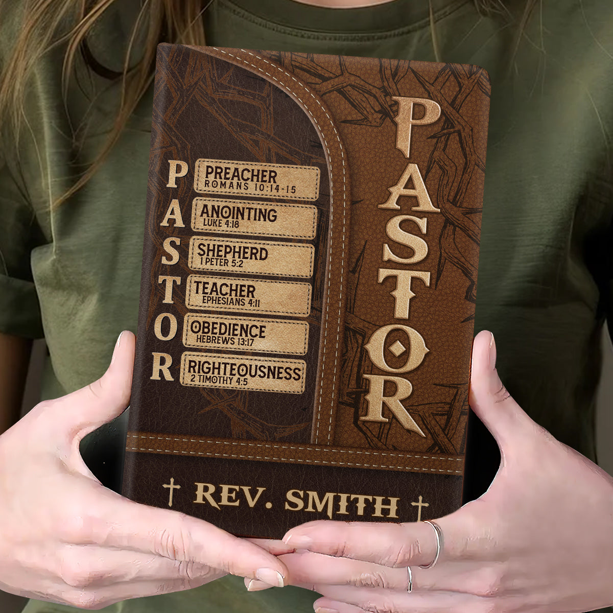 Faith-Inspired - Personalized Leather Notebook for Pastor GMJSNB200058