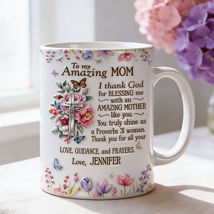 To My Amazing Mom - Personalized Ceramic Coffee Mug