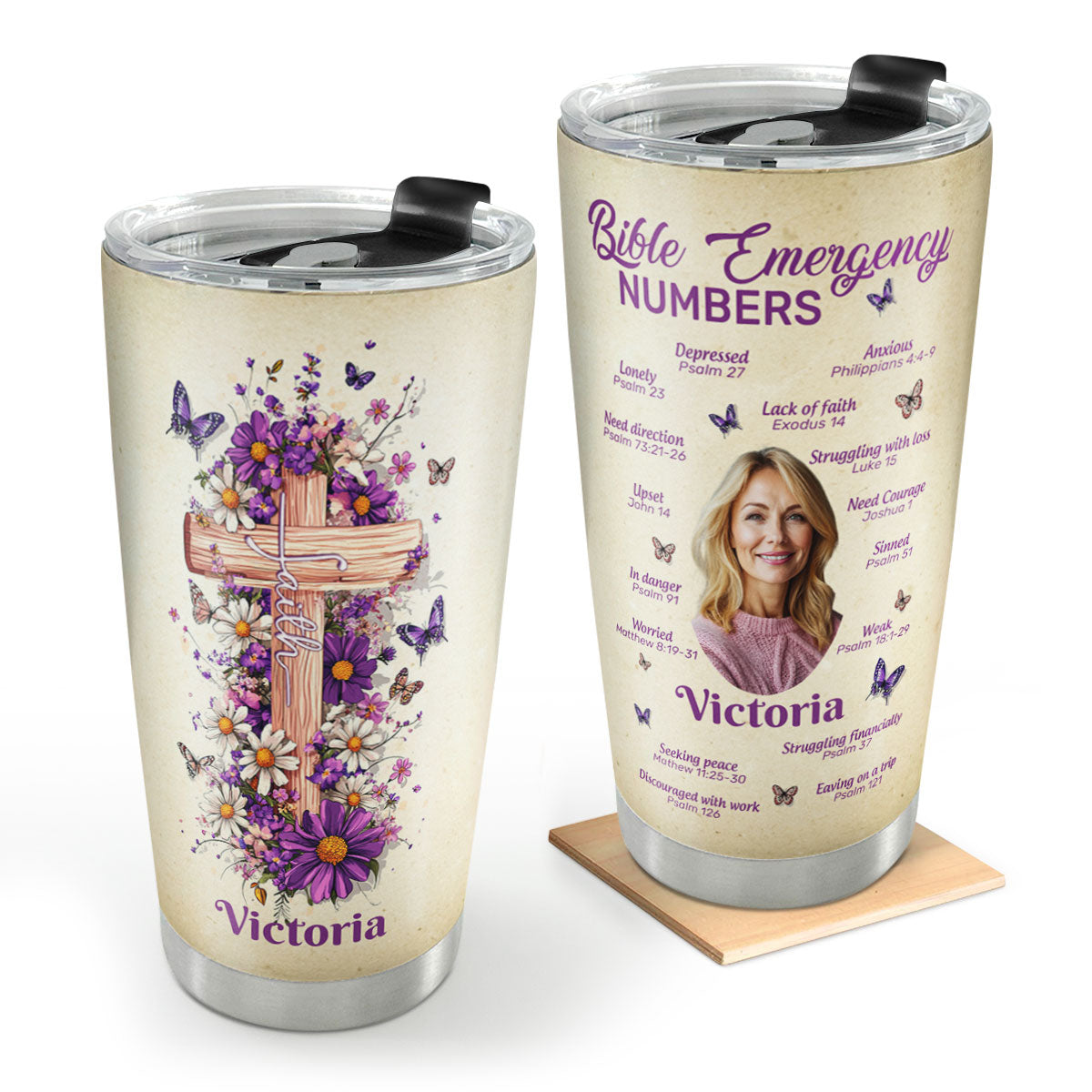 Faith Floral - Personalized Stainless Steel Tumbler