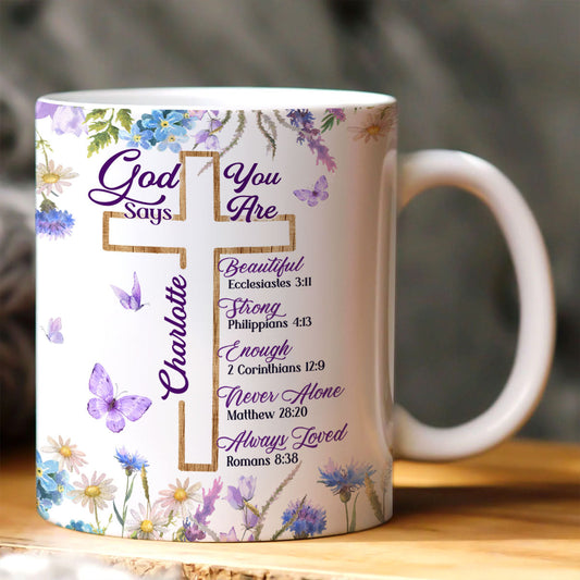 God Says You Are - Personalized Ceramic Coffee Mug