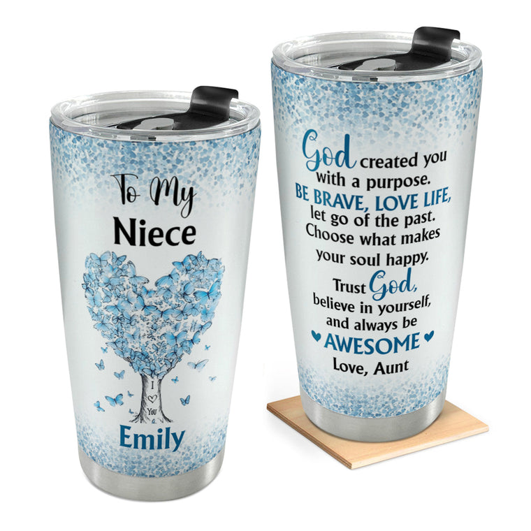 Inspirational Christian Niece Gift - Personalized Stainless Steel Tumbler
