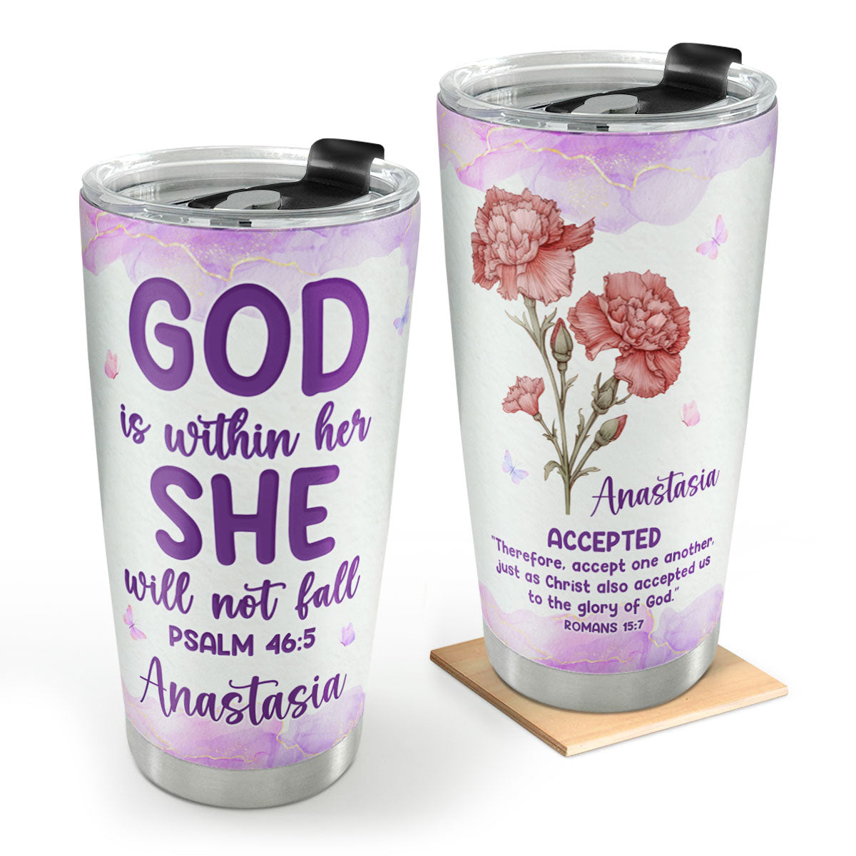 God Is Within Her - Personalized Stainless Steel Tumbler