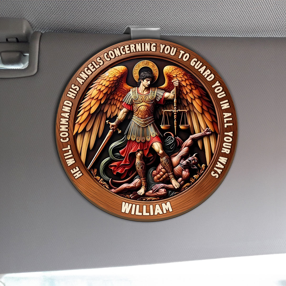 He Will Command His Angels - Car Visor Clip Faith Keepsake