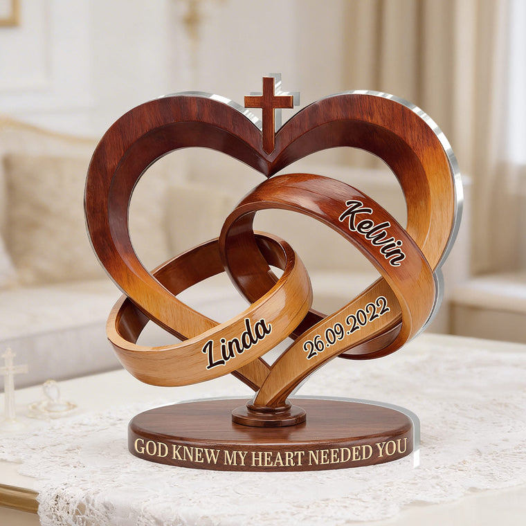 God Knew My Heart Needed You - Personalized Acrylic Plaque GAPJS10011