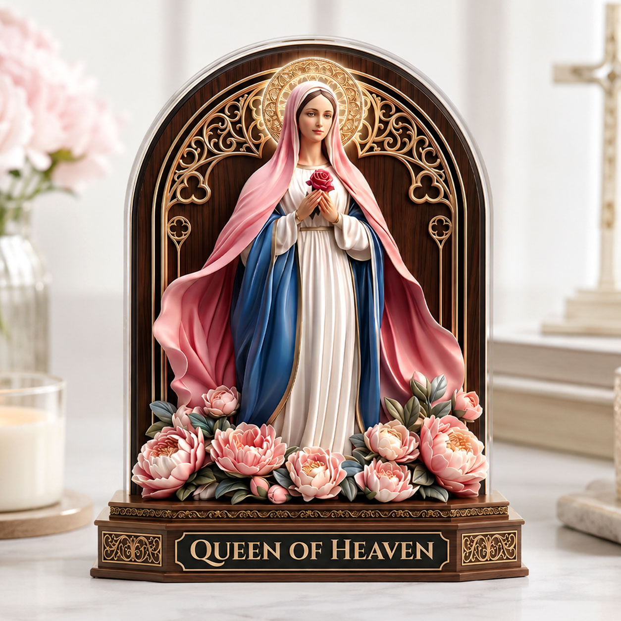 Queen Of Heaven - Personalized Acrylic Plaque - Gift for Mom GAPJS10034