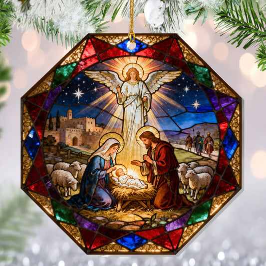 Christian Family Gift - Stained Glass Nativity - Acrylic Ornament GOJS10333