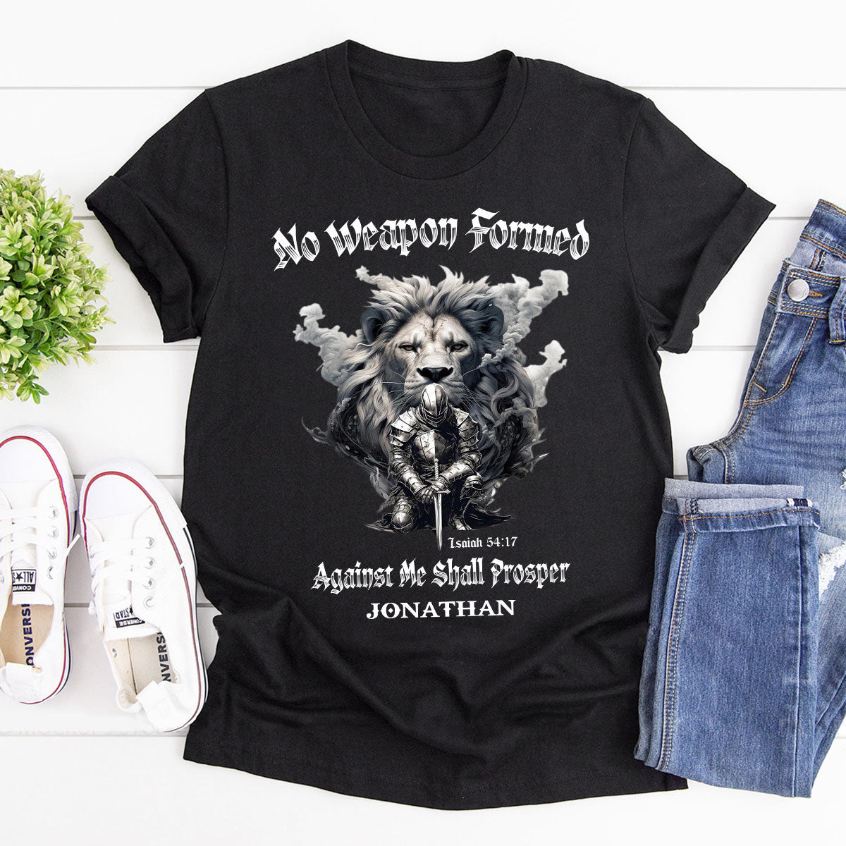 No Weapon Formed Against Me Shall Prosper - Personalized Unisex T-shirt GMJSTS200073