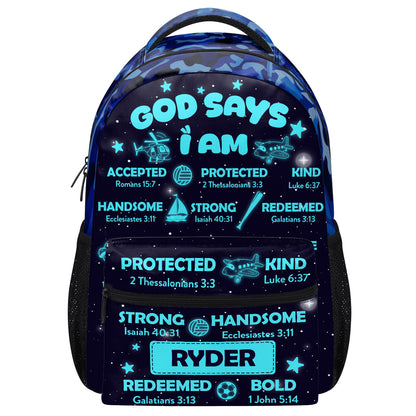 God Says I Am - Personalized Backpack for Kids
