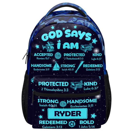 God Says I Am - Personalized Backpack for Kids