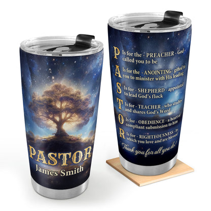 Faith-Inspired Gift for Pastor - Personalized Stainless Steel Tumbler