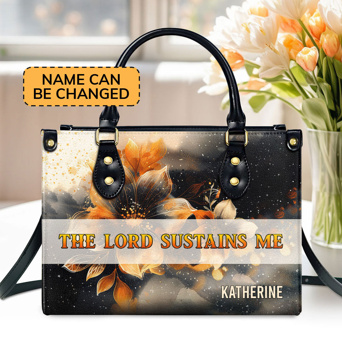 The Lord Sustains Me - Personalized Leather Handbag GMJSLB200014