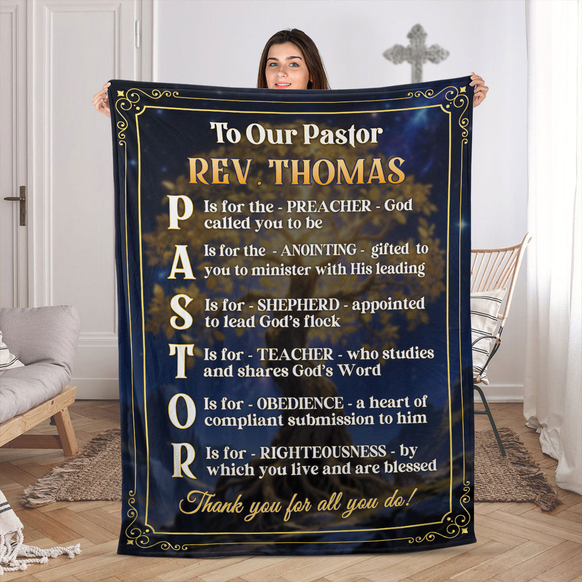 Faith & Gratitude - Personalized Fleece Blanket GBJS10025