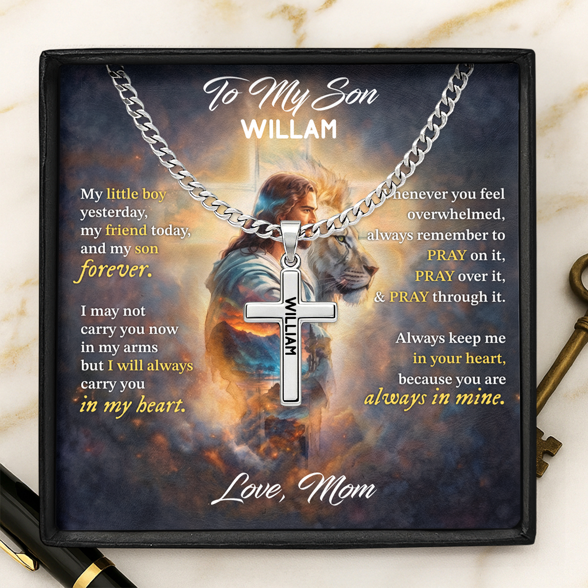My Son My Little Boy - Personalized Cross Link Chain Christian Keepsake GMJSCLC200009