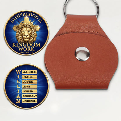 Fatherhood Is Kingdom Work - Personalized Pocket Hug Keychain