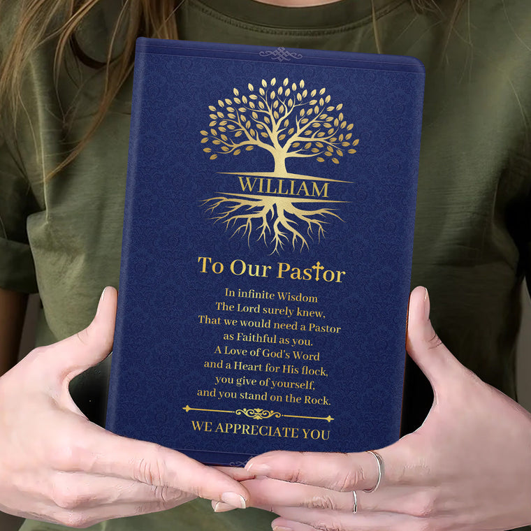 Faith-Inspired Gift for Pastor - Personalized Leather Notebook GMJSNB200085