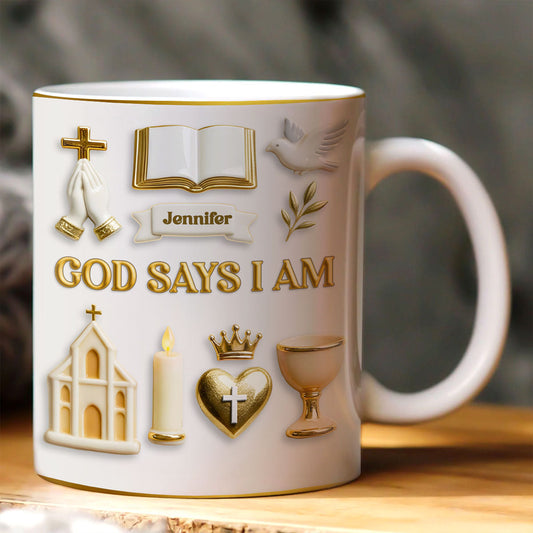 God Says I Am - Personalized Ceramic Coffee Mug