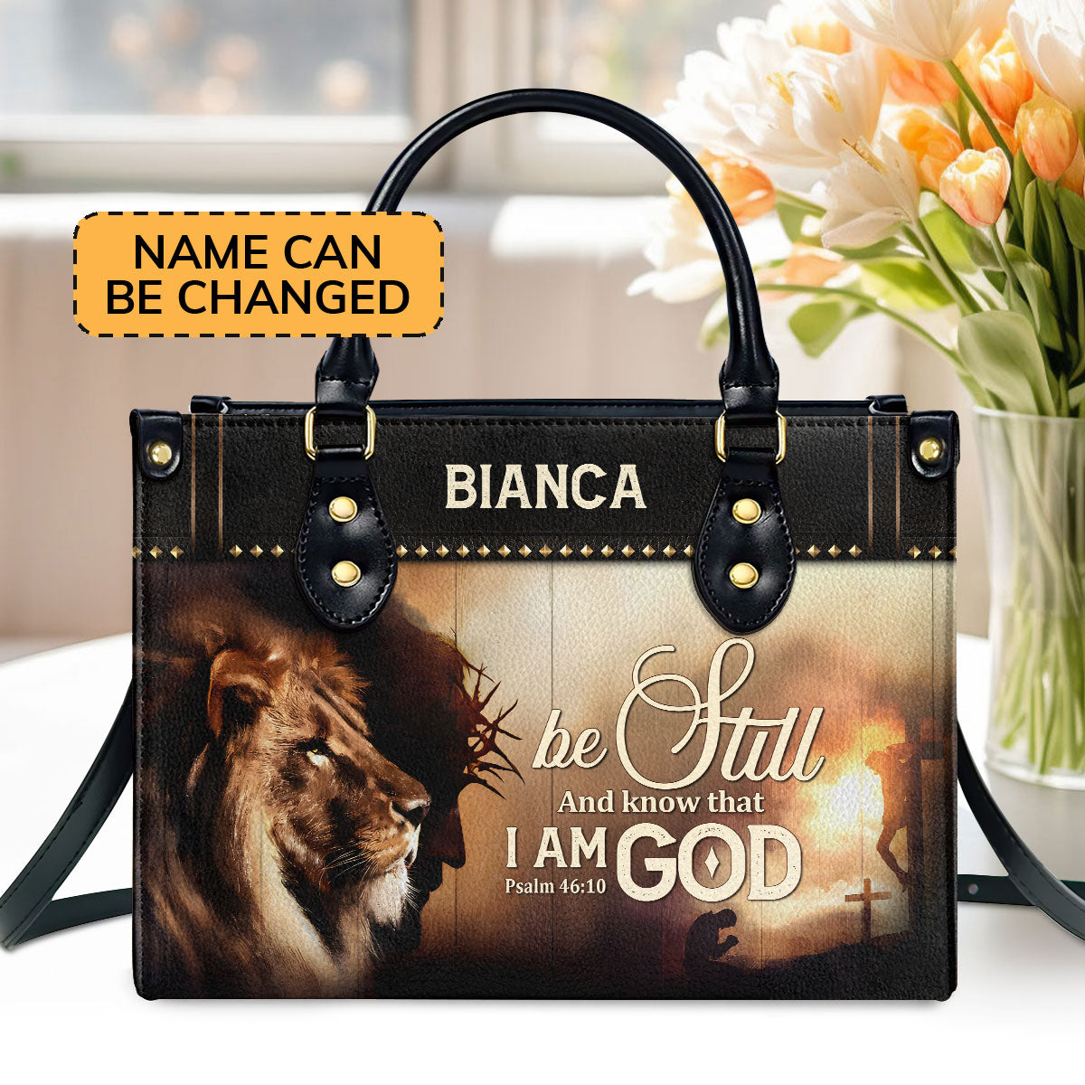 Be Still And Know That I Am God - Personalized Leather Handbag GMJSLB200082