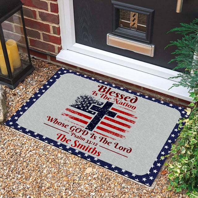 Blessed Is The Nation Whose God Is The Lord - Personalized Doormat GDMJS10140