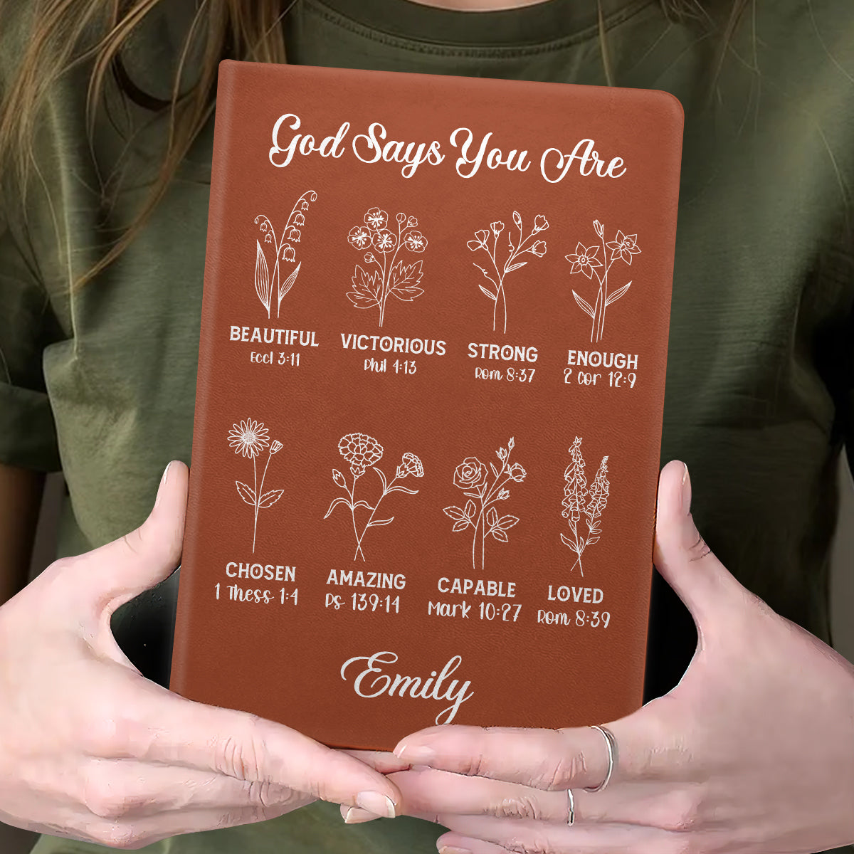 God Says You Are - Personalized Leather Cover Notebook GMJSNB200067