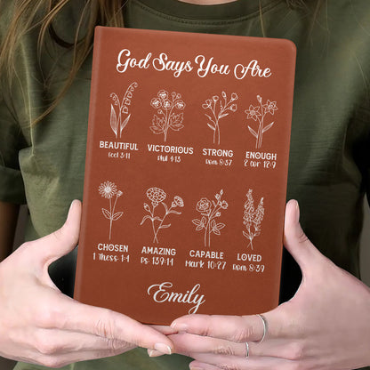 God Says You Are - Personalized Leather Cover Notebook GMJSNB200067