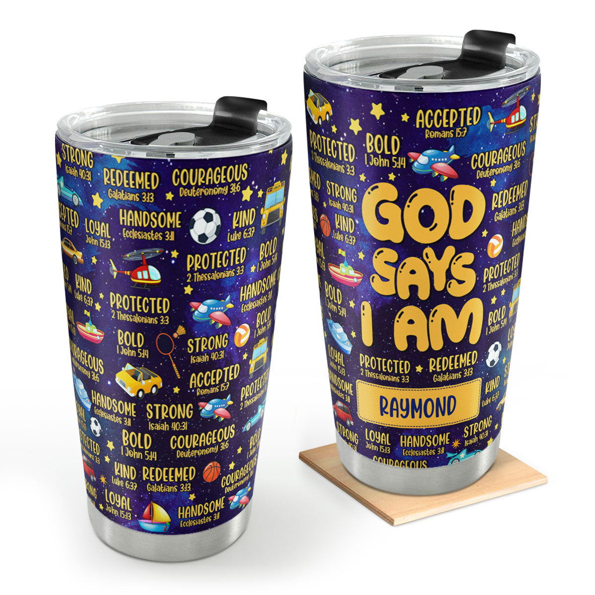 God Says I Am - Personalized Stainless Steel Tumbler