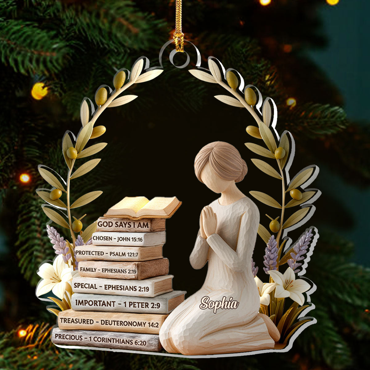 God Says I Am - Personalized Acrylic Ornament - Gift for Her GOJS10309