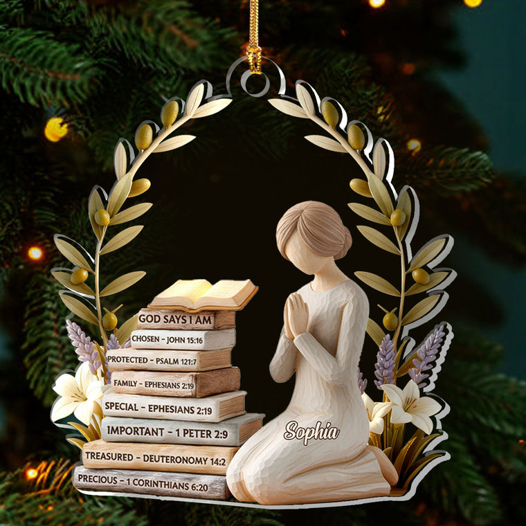 God Says I Am - Personalized Acrylic Ornament - Gift for Her GOJS10309