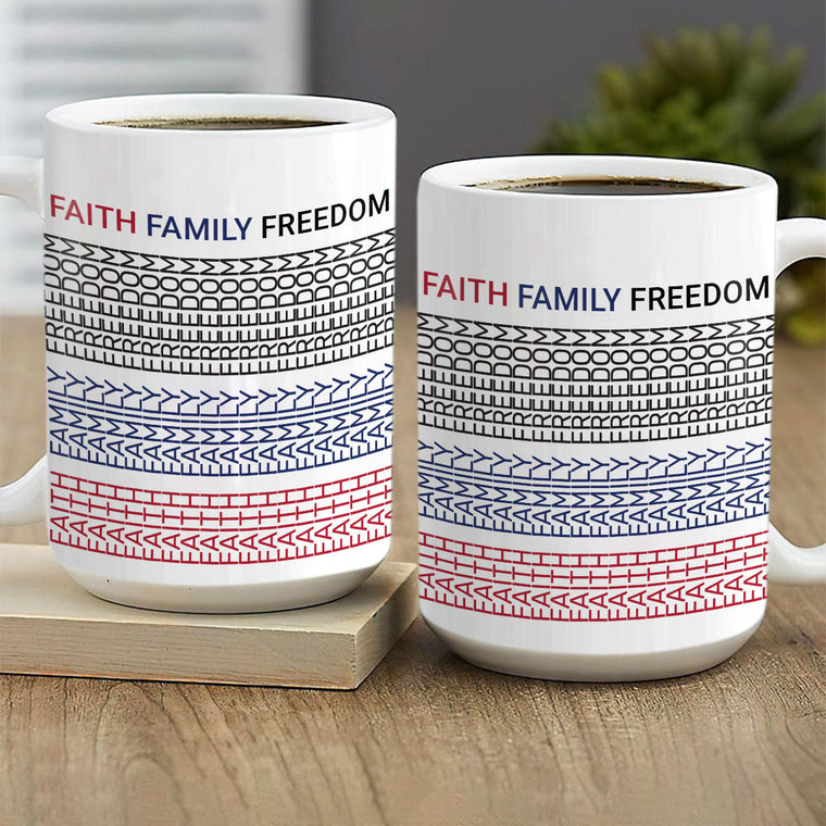 Faith Family Freedom - Inspirational Ceramic Coffee Mug