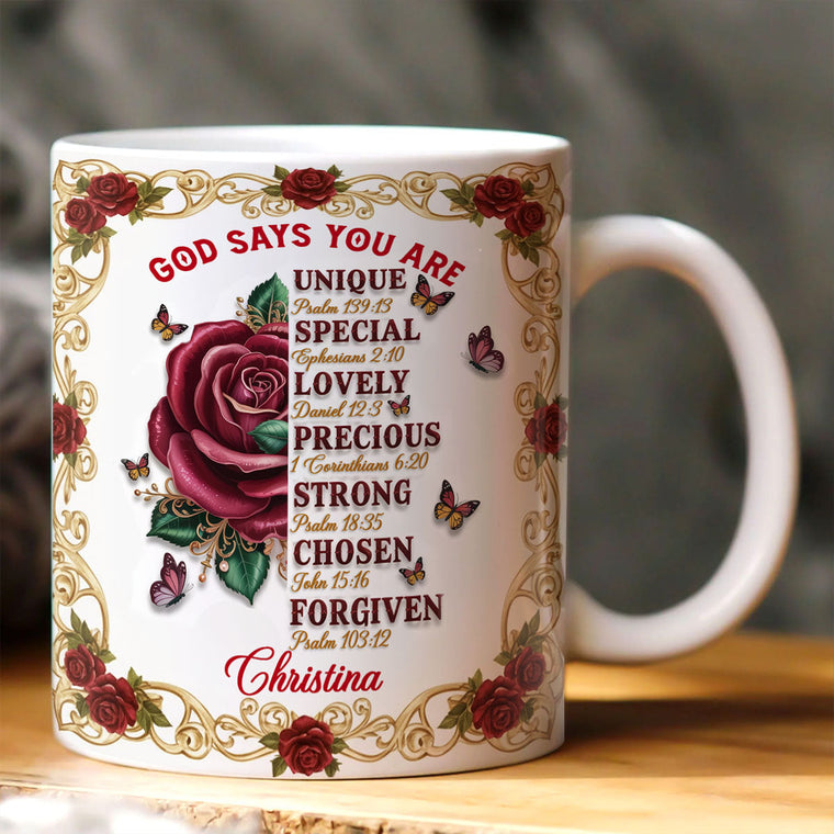 God Says You Are - Personalized Ceramic Coffee Mug