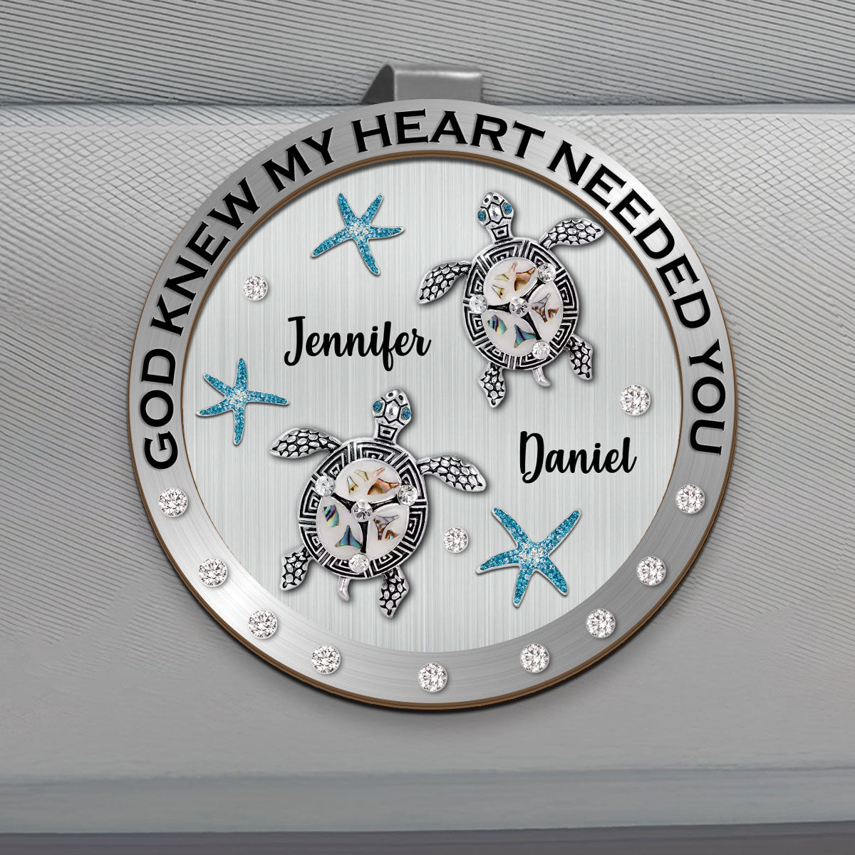 God Knew My Heart Needed You - Personalized Car Visor Clip GMJSCVC200003