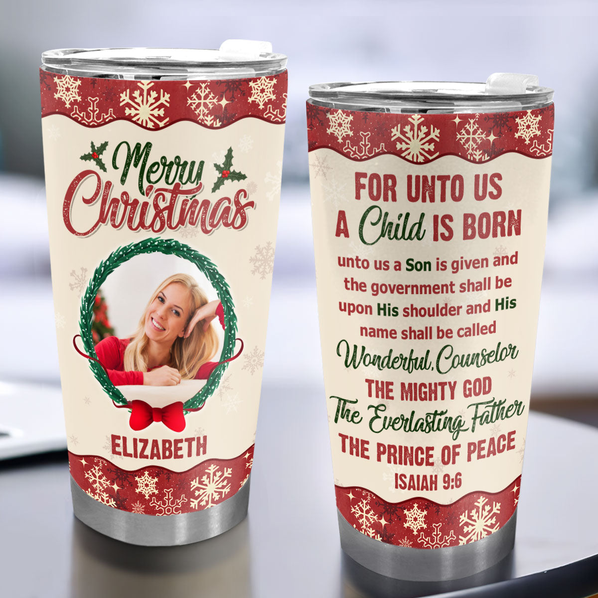 For Unto Us A Child Is Born - Personalized Stainless Steel Tumbler