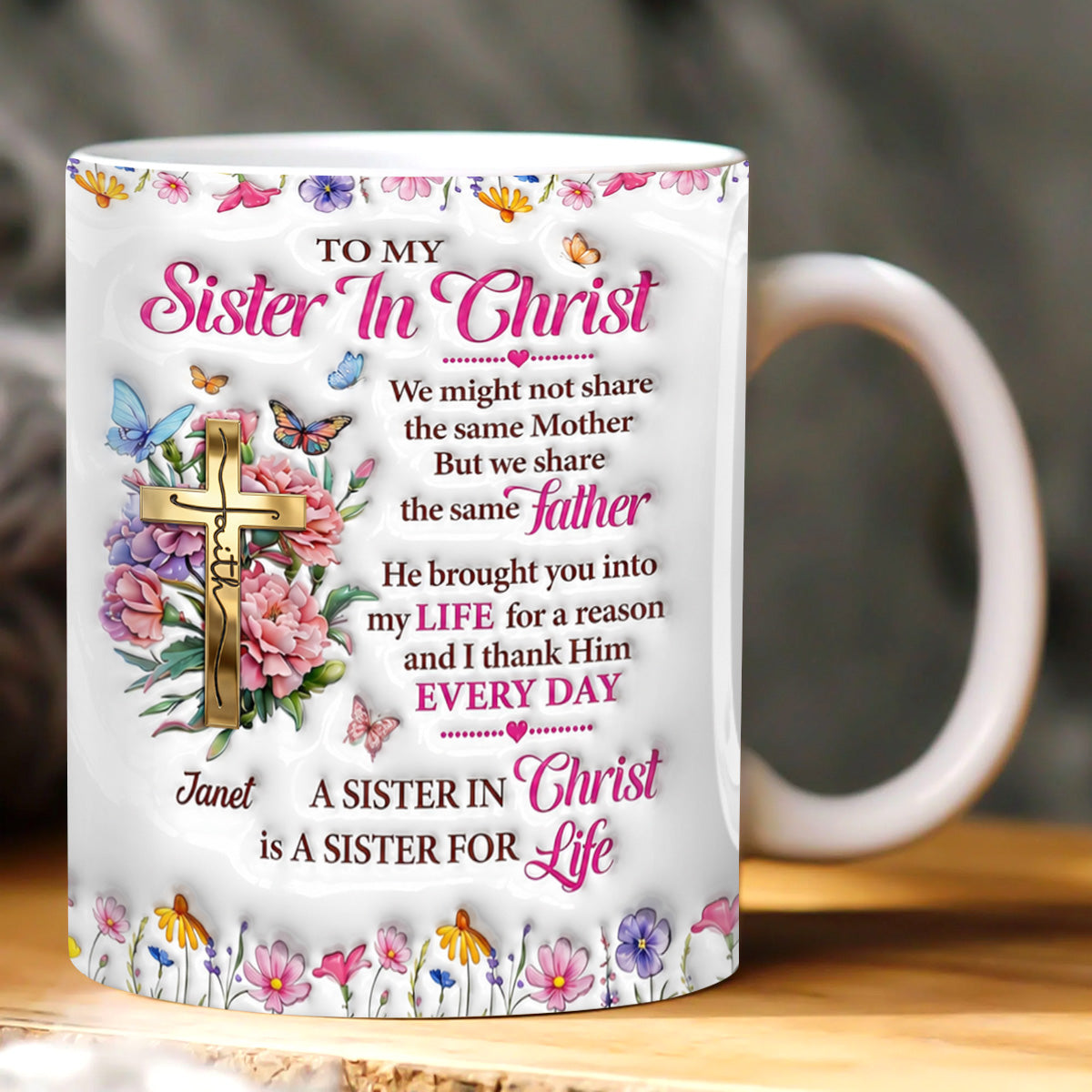 Romans 12:12 Faith Gift for Sister - Personalized Coffee Mug