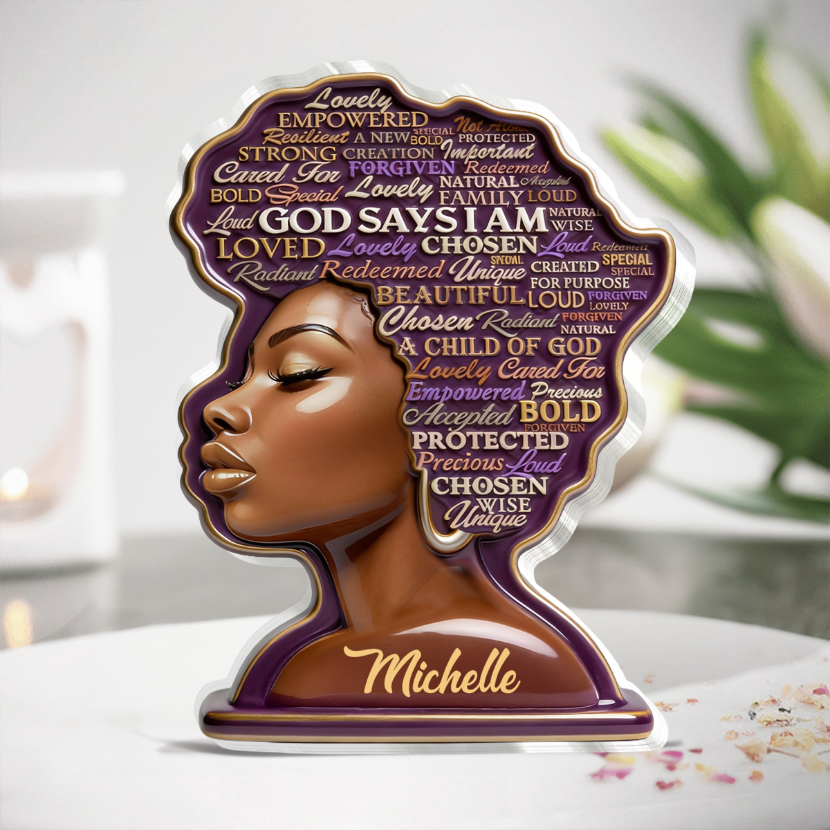 God Says I Am - Personalized Acrylic Plaque - Gift for Women GAPJS10155