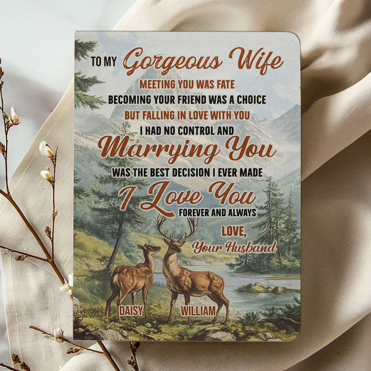 To My Gorgeous Wife - Personalized Leather Cover Notebook GMJSNB200123
